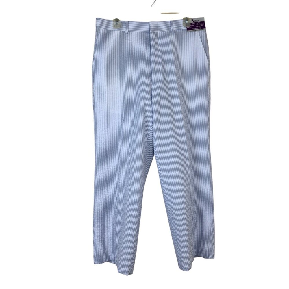 Vinci NEW Seersucker Trouser Pants Men 34R 100% Cotton Preppy Summer Lightweight